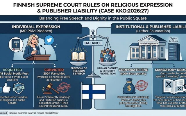 Finnish Supreme Court Imposes Criminal Liability on Religious Publisher