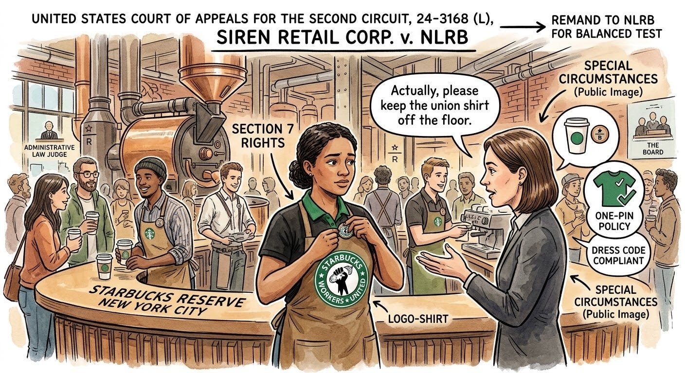 Aprons, Pins, and Precedent: How a Starbucks Coffee Bar Case Explains Everyday Labor Law